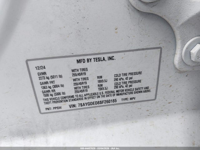 2025 TESLA MODEL Y 7SAYGDED8SF260185 Photo 8