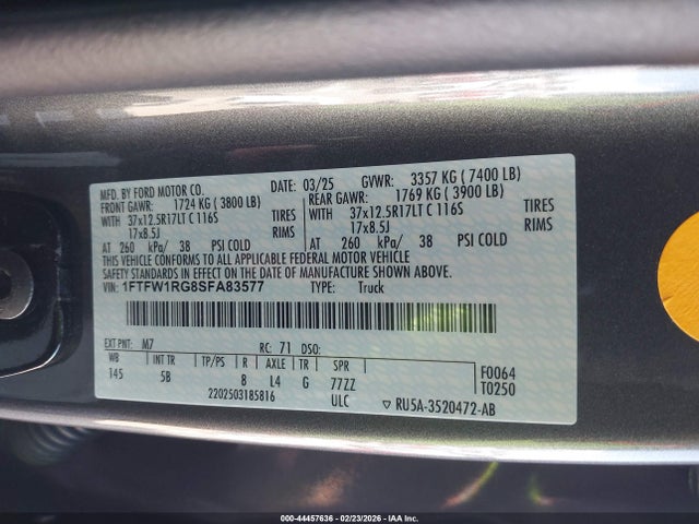 Ford F-150 Raptor 2025 1FTFW1RG8SFA83577 Image 9