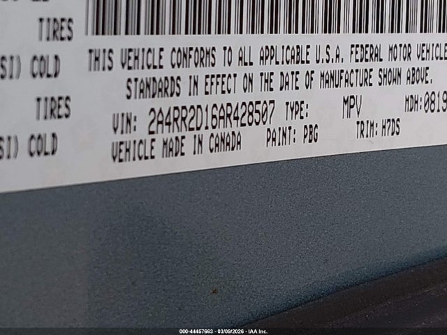 44457663 :رقم المزاد ، 2A4RR2D16AR428507 vin ، 2010 Chrysler Town & Country New Lx مزاد بيع