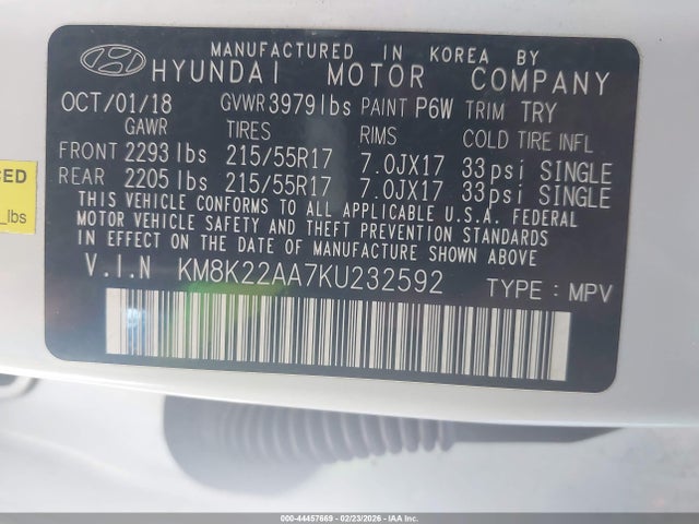 KM8K22AA7KU232592 Hyundai Kona Sel