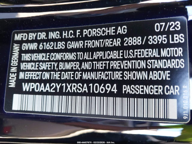 2024 PORSCHE TAYCAN WP0AA2Y1XRSA10694 Photo 8