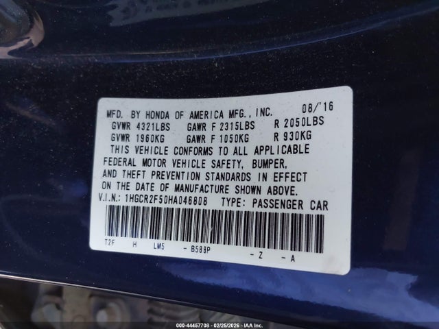 1HGCR2F50HA046808 Honda Accord Sport