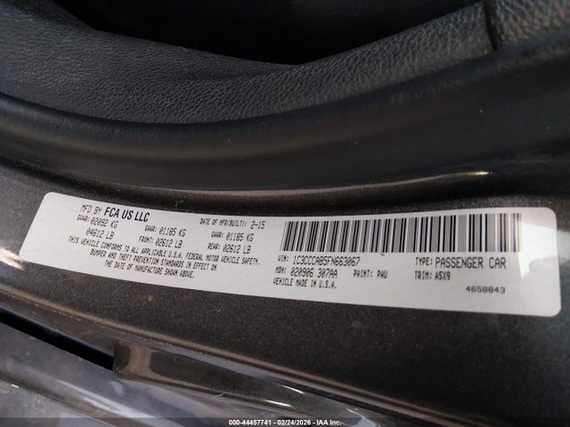 44457741 :رقم المزاد ، 1C3CCCAB5FN663067 vin ، 2015 Chrysler 200 Limited مزاد بيع