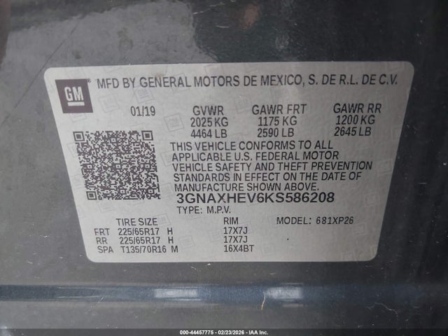 3GNAXHEV6KS586208 Chevrolet EQUINOX LS