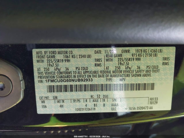 2022 FORD ESCAPE 1FMCU0G60NUB92933 Photo 8