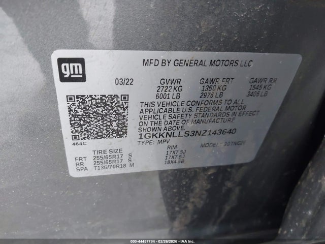 Продажа на аукционе авто 2022 Gmc Acadia Awd At4, vin: 1GKKNLLS3NZ143640, номер лота: 44457794