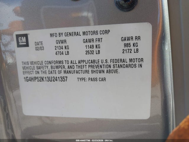 Продажа на аукционе авто 2003 Buick Lesabre Custom, vin: 1G4HP52K13U241357, номер лота: 44457796