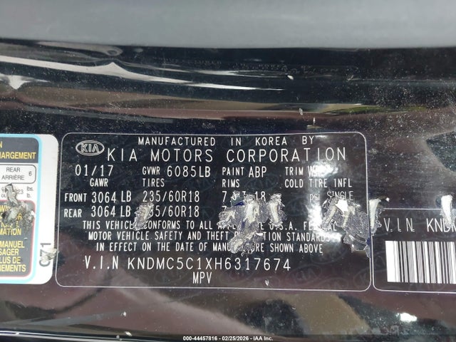 KNDMC5C1XH6317674 KIA Sedona Sx