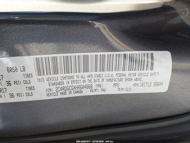 2C4RDGCGXHR604668 Dodge Grand Caravan Sxt