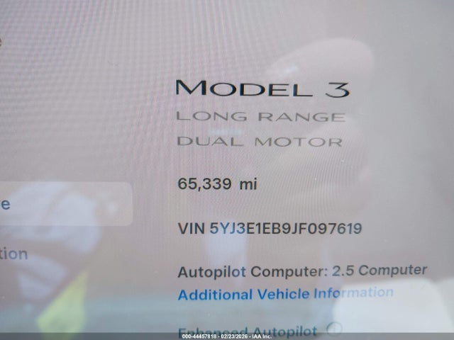 Aukcja sprzedaży 2018 Tesla Model 3 Long Range/performance, vin: 5YJ3E1EB9JF097619, numer aukcji: 44457818