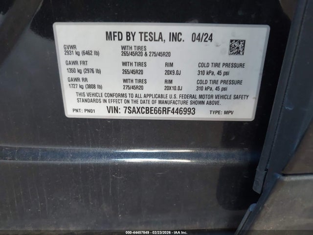 2024 TESLA MODEL X 7SAXCBE66RF446993 Photo 8