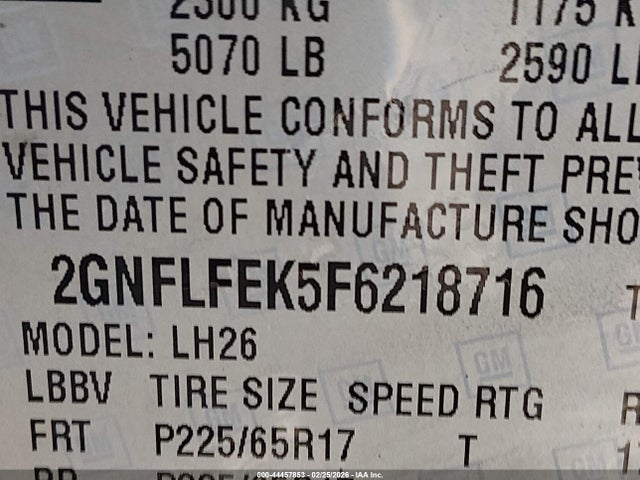 Chevrolet EQUINOX 1LT 2015 2GNFLFEK5F6218716 Image 9