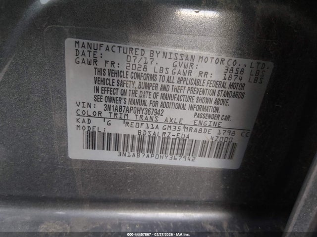 3N1AB7AP0HY367942 Nissan SENTRA SR