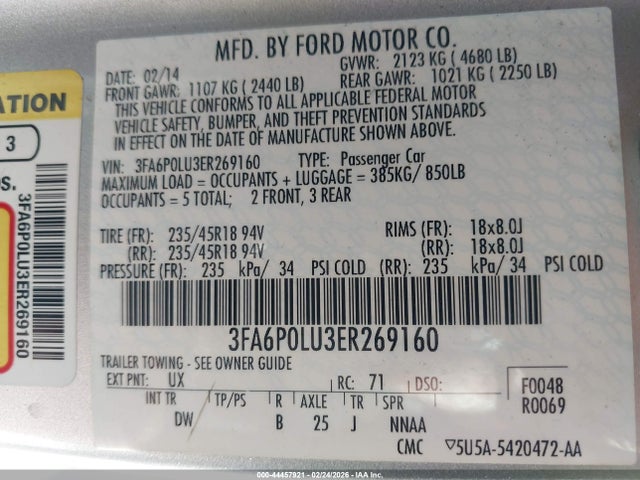 Ford Fusion Hybrid Se 2014 3FA6P0LU3ER269160 Image 9