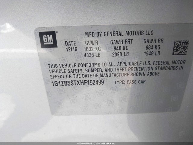 1G1ZB5STXHF192499 Chevrolet MALIBU LS