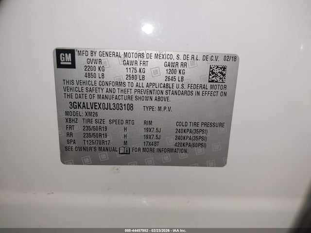 Продажа на аукционе авто 2018 Gmc Terrain Slt, vin: 3GKALVEX0JL303108, номер лота: 44457952