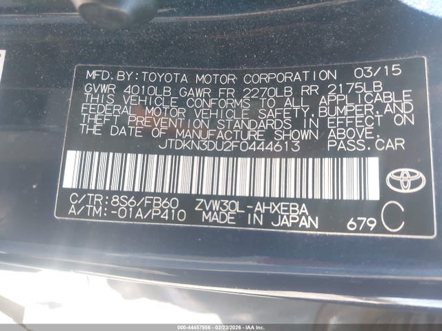Toyota Prius Two 2015 JTDKN3DU2F0444613 Image 9