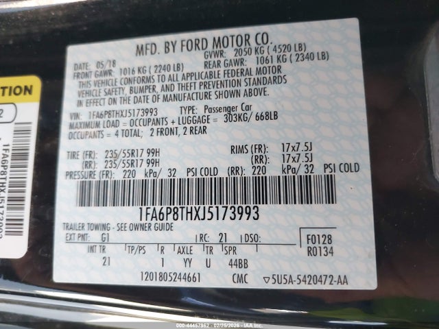 Ford Mustang Ecoboost 2018 1FA6P8THXJ5173993 Image 9
