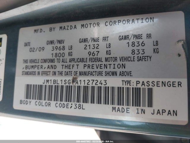 44457982 :رقم المزاد ، JM1BL1SG7A1127243 vin ، 2010 Mazda Mazda3 I Touring مزاد بيع