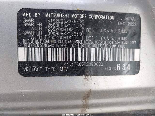 JA4J4TA86PZ028822 Mitsubishi Outlander Es 2.5 S-awc