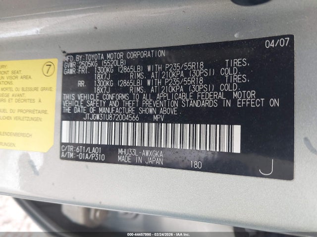 2007 LEXUS RX 400H JTJGW31U872004566 Photo 8