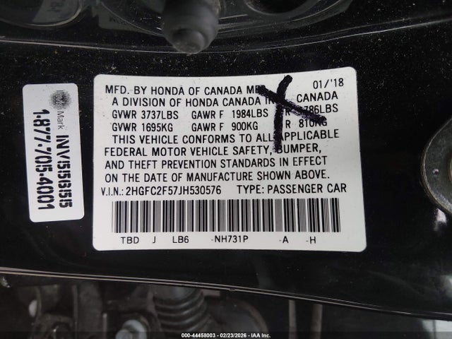 2HGFC2F57JH530576 Honda Civic Lx