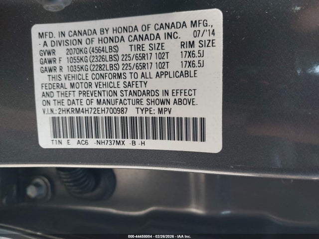 2HKRM4H72EH700987 Honda Cr-v Ex-l
