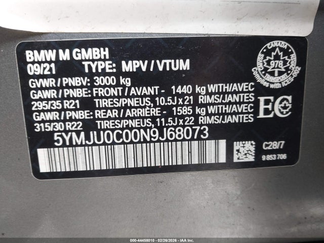 2022 BMW X5 M 5YMJU0C00N9J68073 Photo 8