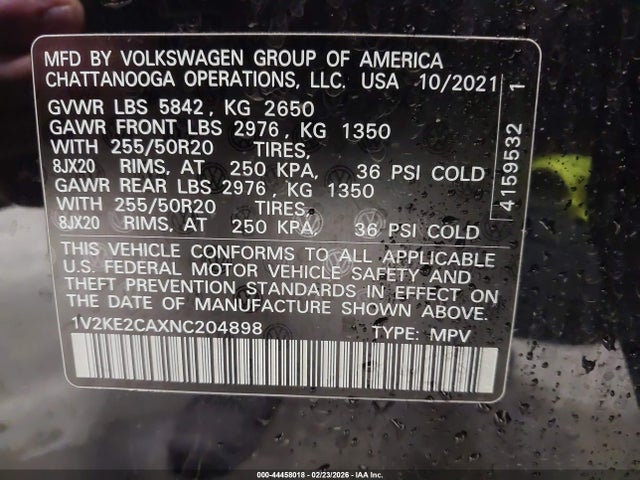 Aukcja sprzedaży 2022 Volkswagen Atlas Cross Sport 3.6l V6 Se W/technology, vin: 1V2KE2CAXNC204898, numer aukcji: 44458018