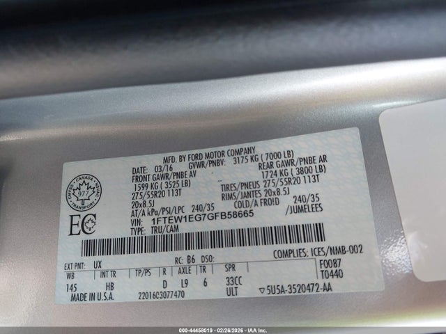 Ford F-150 Lariat 2016 1FTEW1EG7GFB58665 Image 9