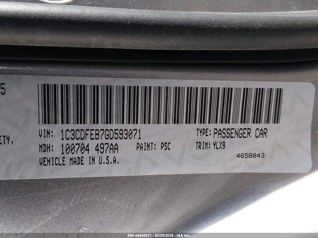 Aukcja sprzedaży 2016 Dodge Dart Gt, vin: 1C3CDFEB7GD593071, numer aukcji: 44458021