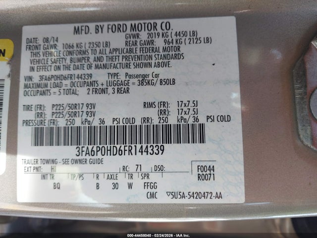 Ford FUSION SE 2015 3FA6P0HD6FR144339 Image 9