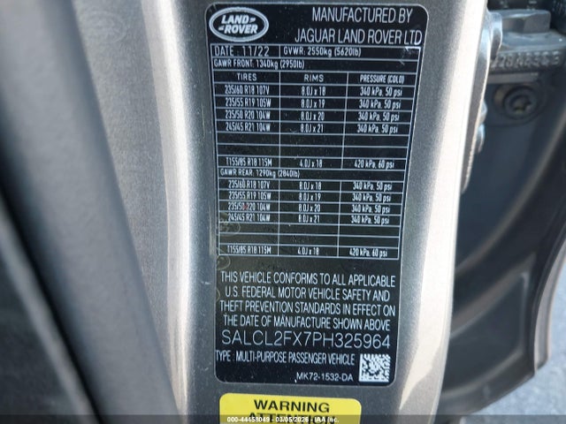 SALCL2FX7PH325964 Land Rover Discovery Sport Se R-dynamic