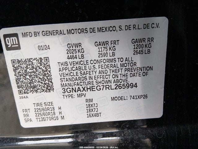 3GNAXHEG7RL265994 Chevrolet Equinox Fwd Ls