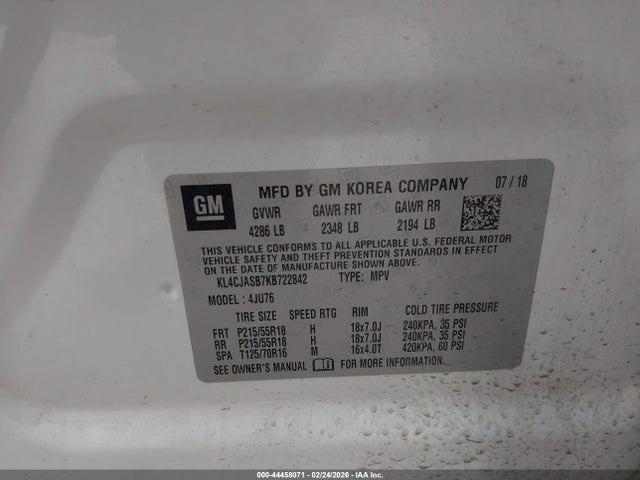 Продажа на аукционе авто 2019 Buick Encore Fwd Preferred, vin: KL4CJASB7KB722842, номер лота: 44458071