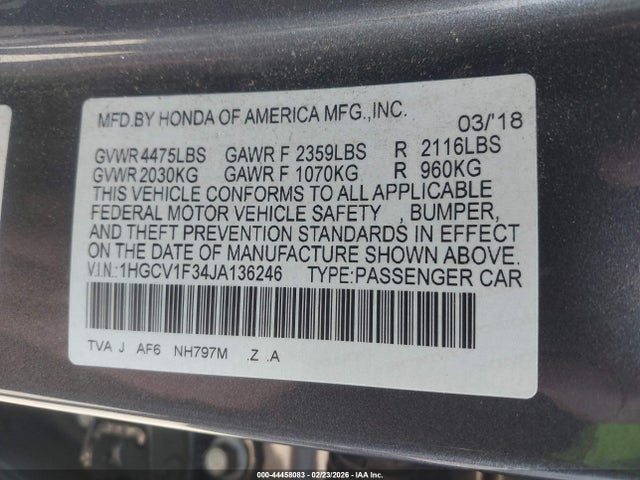 Honda Accord Sport 2018 1HGCV1F34JA136246 Image 9