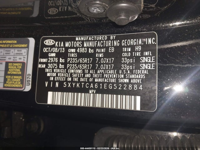 2014 KIA SORENTO 5XYKTCA61EG522884 Photo 8