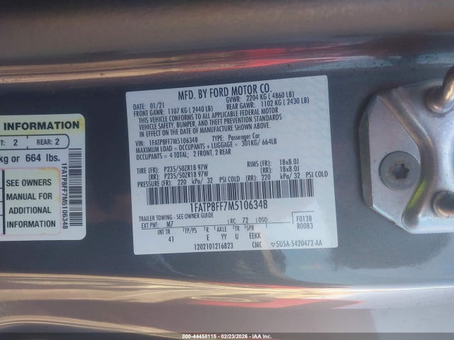 2021 FORD MUSTANG 1FATP8FF7M5106348 Photo 8