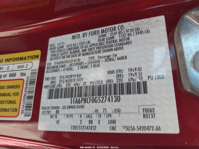 Ford Mustang Gt Premium 2016 1FA6P8CF0G5274130 Image 9