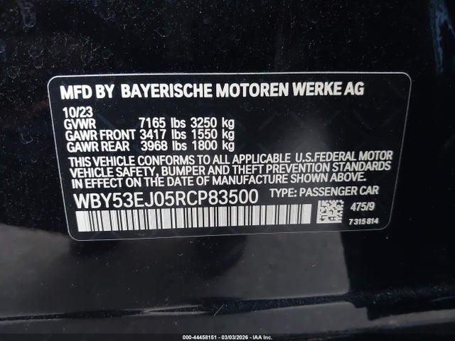 BMW I7 Xdrive60 2024 WBY53EJ05RCP83500 Image 9