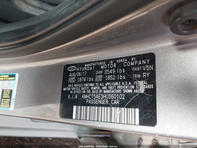 KMHCT5AE3HU360102 Hyundai ACCENT SE