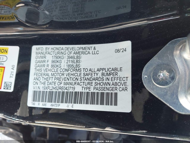 Aukcja sprzedaży 2024 Honda Civic Lx, vin: 19XFL2H52RE042719, numer aukcji: 44458207