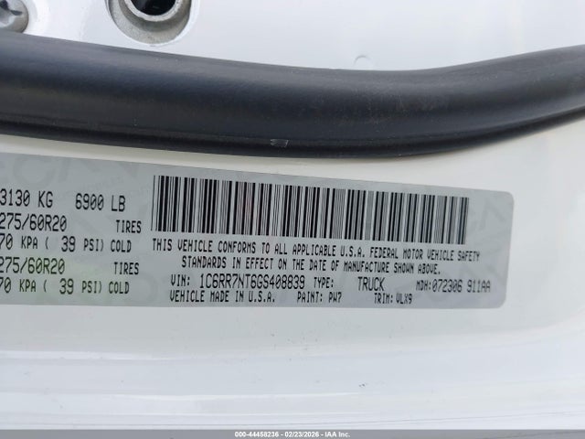 Aukcja sprzedaży 2016 Ram 1500 Laramie, vin: 1C6RR7NT6GS408839, numer aukcji: 44458236