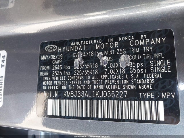 KM8J33AL1KU036227 Hyundai TUCSON SEL