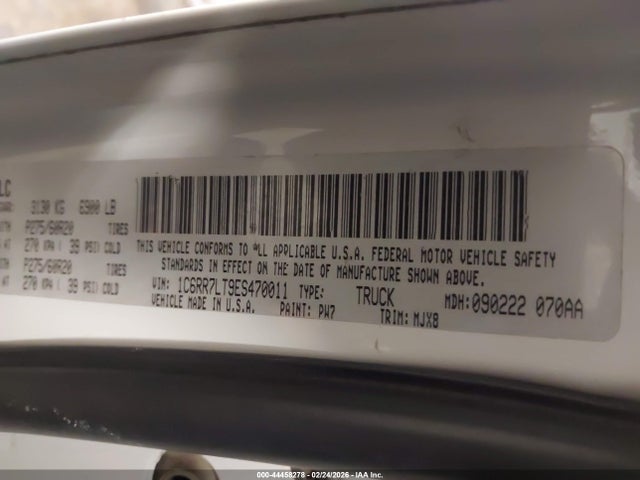 44458278 :رقم المزاد ، 1C6RR7LT9ES470011 vin ، 2014 Ram 1500 Outdoorsman مزاد بيع
