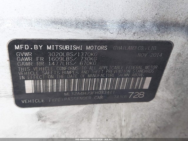 2015 MITSUBISHI MIRAGE ML32A4HJ9FH033411 Photo 8