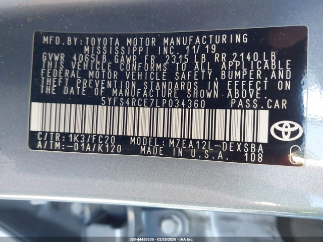 Toyota COROLLA SE 2020 5YFS4RCE7LP034360 Image 9
