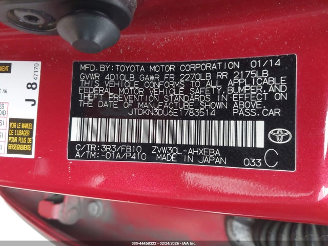 Toyota Prius Two 2014 JTDKN3DU6E1783514 Image 9