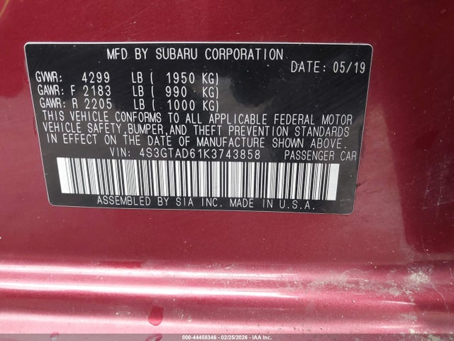 4S3GTAD61K3743858 Subaru Impreza 2.0i Premium