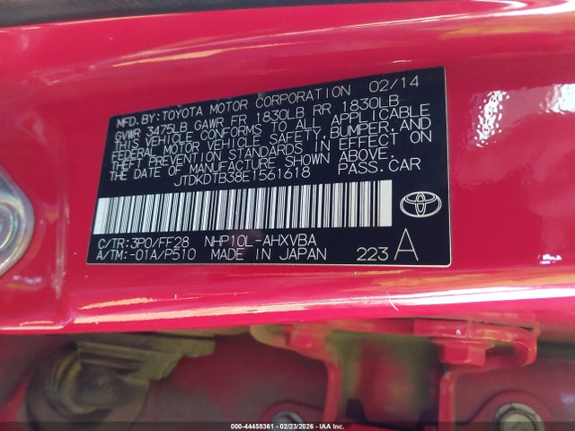 JTDKDTB38E1561618 Toyota Prius C Two